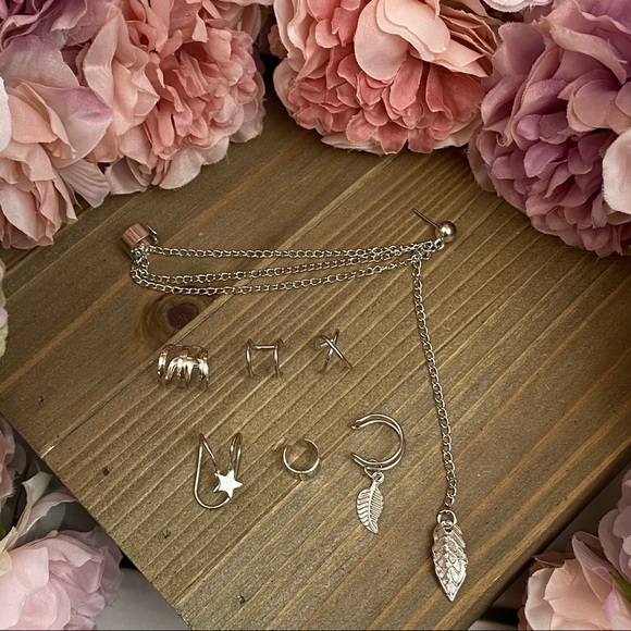 7 Pcs Ear Cuff Set Dangle Feather Star Earring - Picture 11 of 16